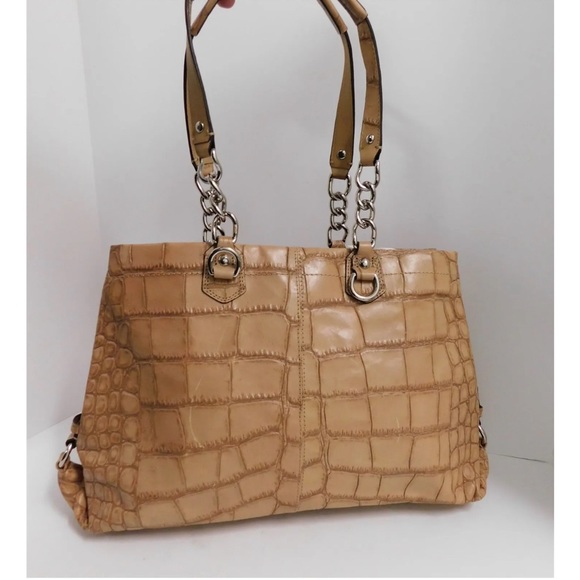 Coach Ashley Vintage F17661 Camel Beige Alligator Leather Carry all Tote Bag - Picture 6 of 12